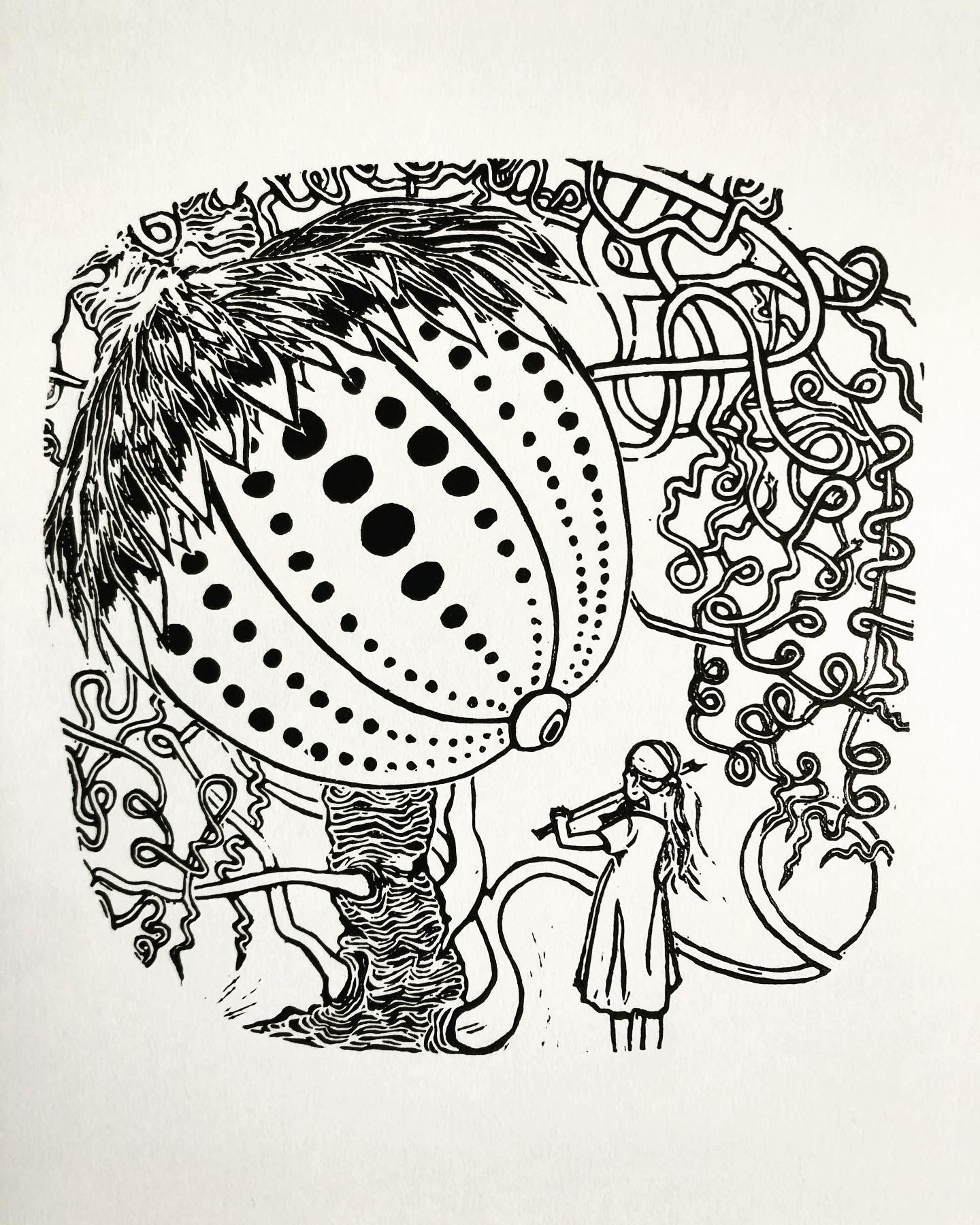 “Brave Little Girl” A3 Lino Print