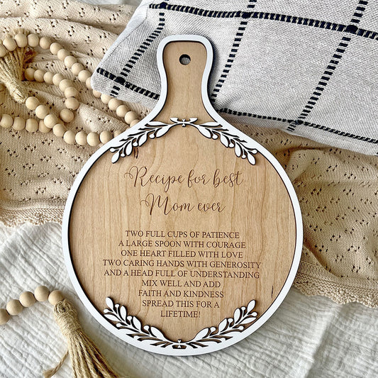 Recipe for Best Mom Ever Serving Board