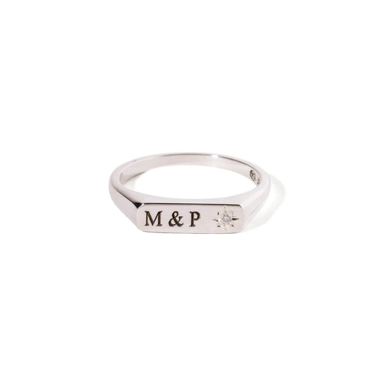 Engraved Bar Signet Ring