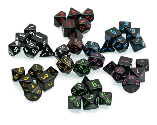 Six Black Dice Sets