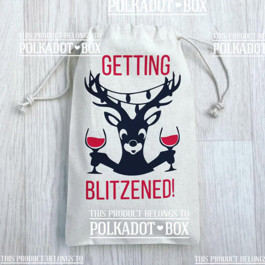 Blitzened Christmas Drawstring Bag